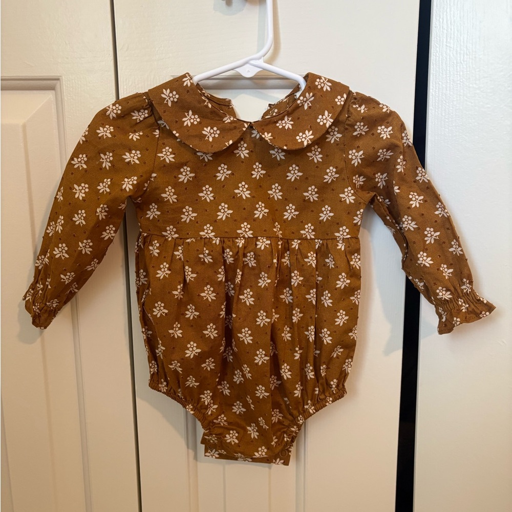 Rylee + Cru Cora Brown Floral Romper 6-12 months